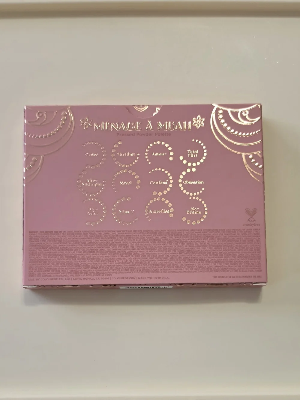 ColourPop Menage A Muah 12-Pan Eyeshadow Palette Mauve Pink Plum NIB Authentic